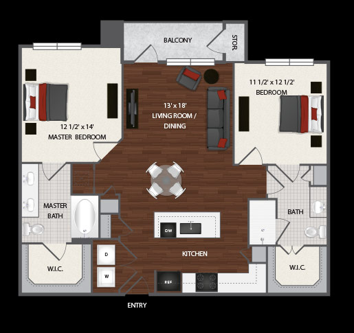 Elan 2bed-2bath - floor plan_gia 1072 sq ft