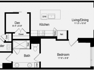 Latitude A3 1Bedroom + Den bedroom + 1.5bathrooms - 935sqft floorplan Latitude A3 1Bedroom + Den bedroom + 1.5bathrooms - 935sqft floorplan