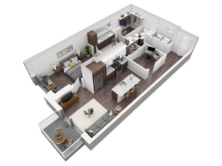 Latitude A3 1Bedroom + Den bedroom + 1.5bathrooms - 935sqft floorplan 3D Latitude A3 1Bedroom + Den bedroom + 1.5bathrooms - 935sqft floorplan 3D
