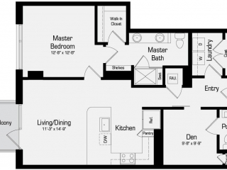 Latitude A5 1Bedroom + Den bedroom + 1.5bathrooms - 1006sqft floorplan Latitude A5 1Bedroom + Den bedroom + 1.5bathrooms - 1006sqft floorplan