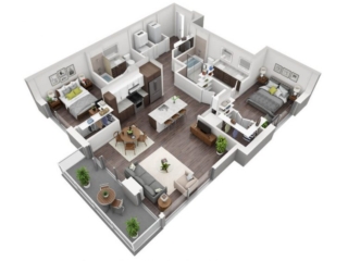 Latitude B4 2Bedroom + 2bathrooms - 1157sqft floorplan 3D Latitude B4 2Bedroom + 2bathrooms - 1157sqft floorplan 3D